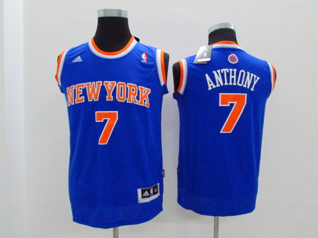 Adidas NBA New York Knicks Youth #7 Anthony blue jerseys